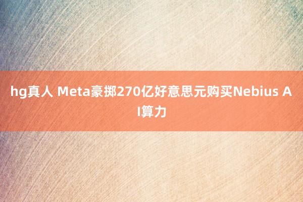   hg真人 Meta豪掷270亿好意思元购买Nebius AI算力