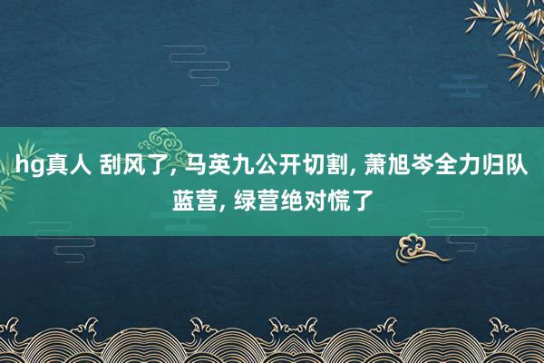 hg真人 刮风了， 马英九公开切割， 萧旭岑全力归队蓝营， 绿营绝对慌了