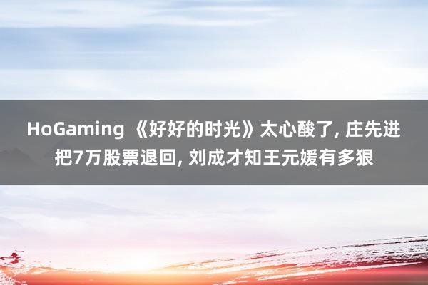 HoGaming 《好好的时光》太心酸了， 庄先进把7万股票退回， 刘成才知王元媛有多狠