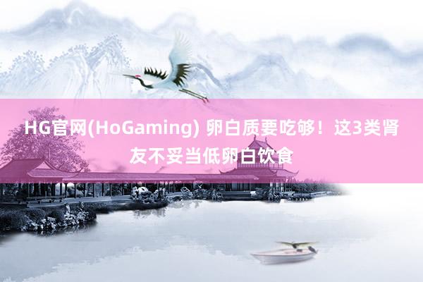HG官网(HoGaming) 卵白质要吃够！这3类肾友不妥当低卵白饮食