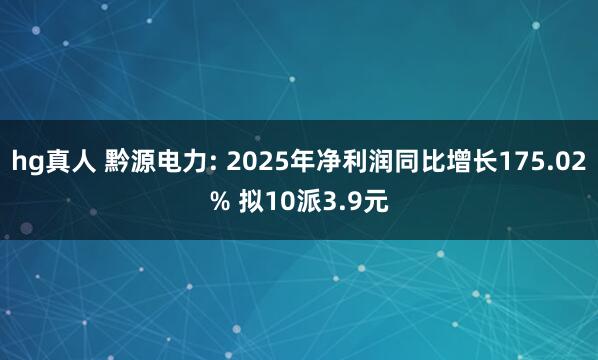 hg真人 黔源电力: 2025年净利润同比增长175.02% 拟10派3.9元