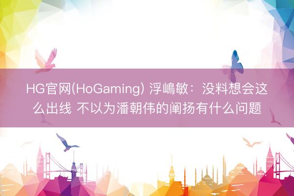 HG官网(HoGaming) 浮嶋敏：没料想会这么出线 不以为潘朝伟的阐扬有什么问题