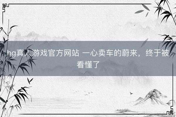 hg真人游戏官方网站 一心卖车的蔚来,终于被看懂了