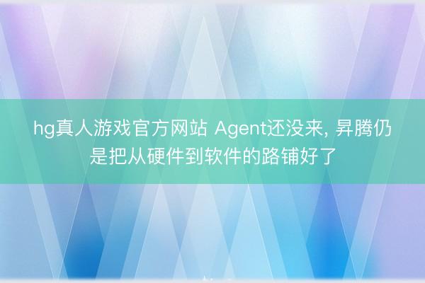 hg真人游戏官方网站 Agent还没来， 昇腾仍是把从硬件到软件的路铺好了