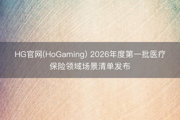 HG官网(HoGaming) 2026年度第一批医疗保险领域场景清单发布