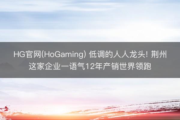 HG官网(HoGaming) 低调的人人龙头! 荆州这家企业一语气12年产销世界领跑